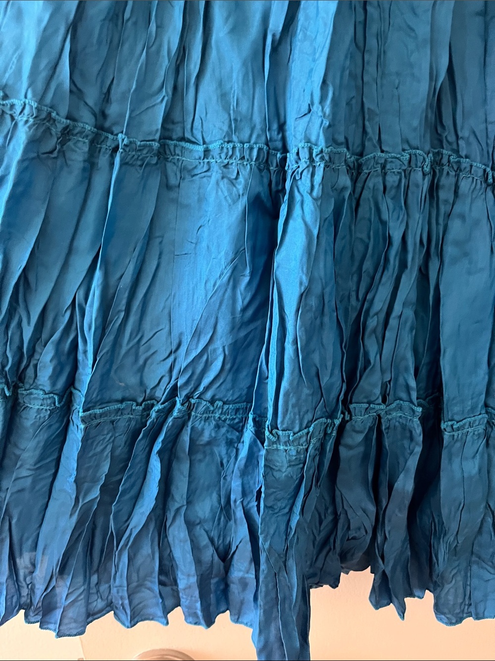 Tantrums Teal-Blue Tiered Crinkle Maxi Skirt-NWT - Picture 3 of 10